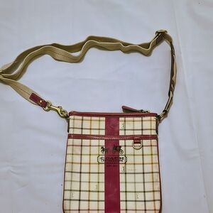 Coach Plaid Crossbody Bag - Red and Cream